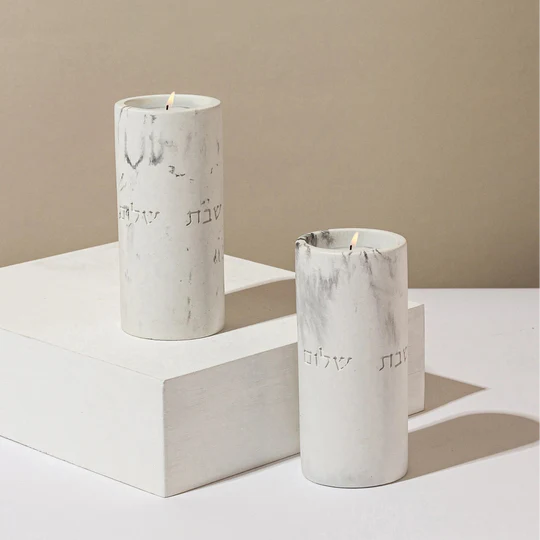 A Pair of Sleek Concrete Candleholders in Classic Shades - Concrete Flow Series