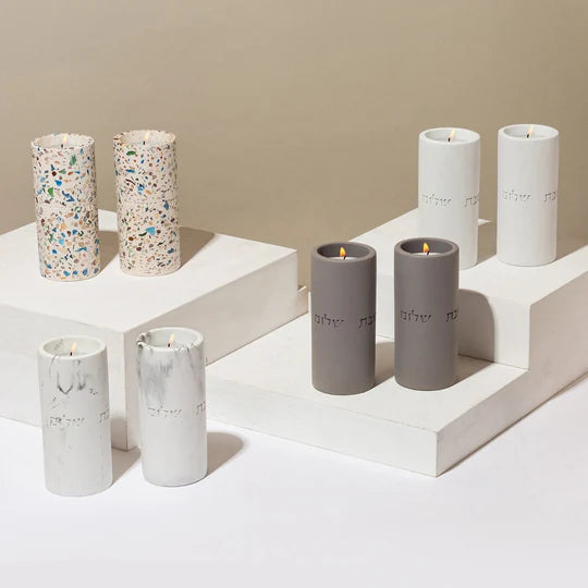 A Pair of Clean Concrete Candleholders for Sitting in Classic Shades - Concrete Flow Series (Copy) 