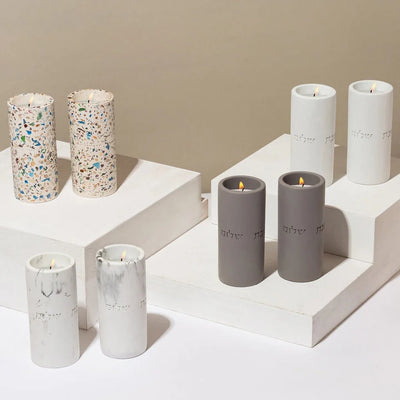 A pair of clean concrete candlehold for sitting in classic shades - Concrete Flow Series (Copy) 