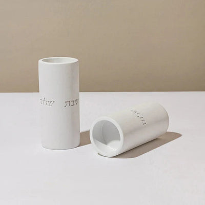 Set of candlesticks for Shabbat with a designed concrete tray - Stone Glow Series 