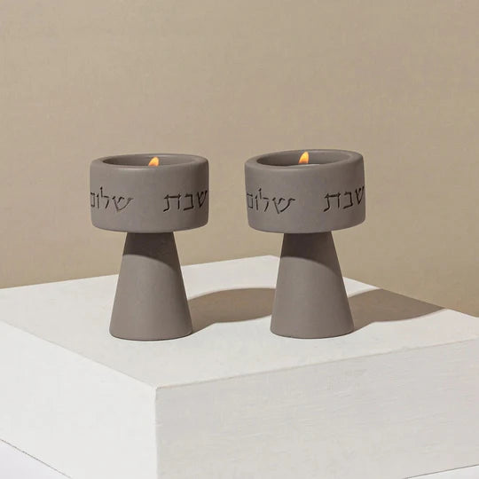 Luxurious Shabbat Gift Set – A Pair of Tall Candle Holder with a House Blessing - Blessed Light Series