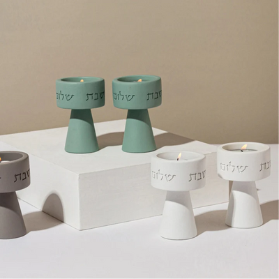 Set of modern white concrete Shabbat candleHolder – Solura Series (Copy) 