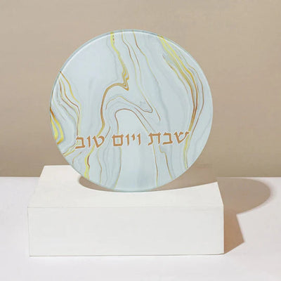 Elegant Glass Trivet with Marble and Gold Accents - Marble Gold Series 