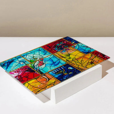Handcrafted Glass Trivet with Yellow Chagall Design – Chagall Yellow Series 