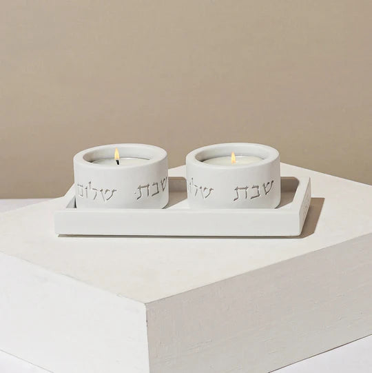 Set of candlesticks designed to sit on a modern concrete tray - Concrete Grace Series (Copy)  White