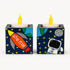 Personalized Astronaut & Space Shabbat Candles Set