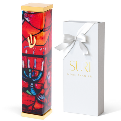 Modern Mezuzah with Chagall-Style Art – Expressive & Unique 
