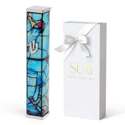 Silver & Turquoise Marc Chagall Mezuzah Case
