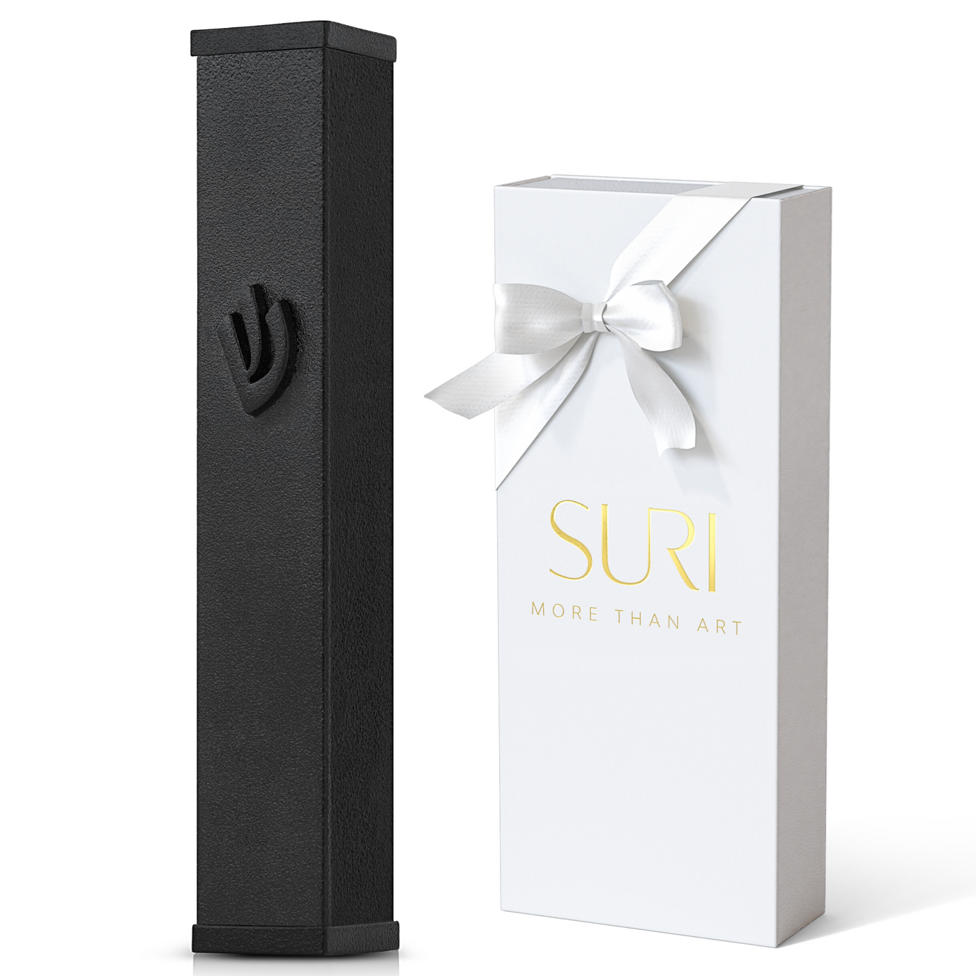 Candy Mezuzah – Matte Black with Minimalist Line Detail  S - 4" (Fits 3" scroll) / Black