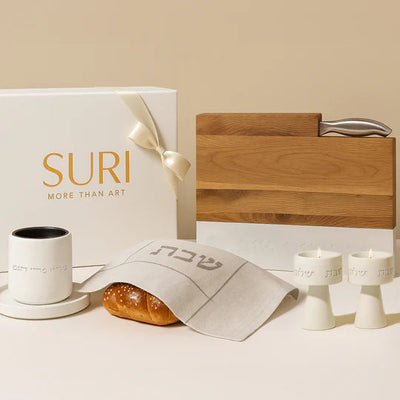 Luxurious Shabbat Set Concrete candle holders & Kiddush Cup - Shabbat Harmony Series 