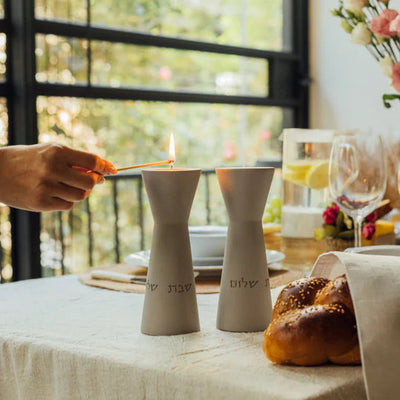 Set of designed candlesticks for Shabbat with candle lighting blessing - City Spirit Series (Copy) 