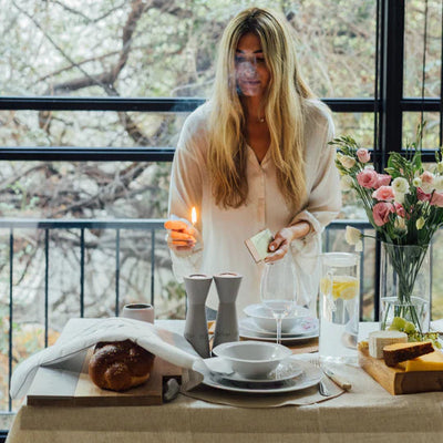 Challah cover in a natural shade with delicate embroidery – clean and modern style – Shabbat series (Copy) 