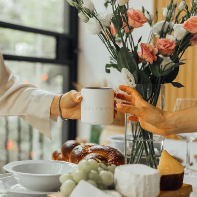 Modern Shabbat Collection Concrete candle holders & Challah Cover - Shabbat Harmony Series 