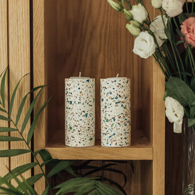 Candleholder designed for Shabbat made of rich terrazzo - Terrazzo Series (Copy) 
