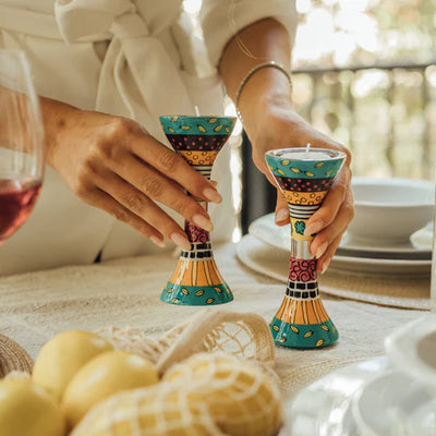 Colorful handmade Candleholder - perfect for Shabbat, a holiday dinner or as a design item - Premium Short series 
