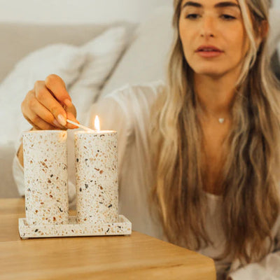 Set of Shabbat Candlesticks with a Designed Concrete Tray - Stone Glow Series (Copy) 