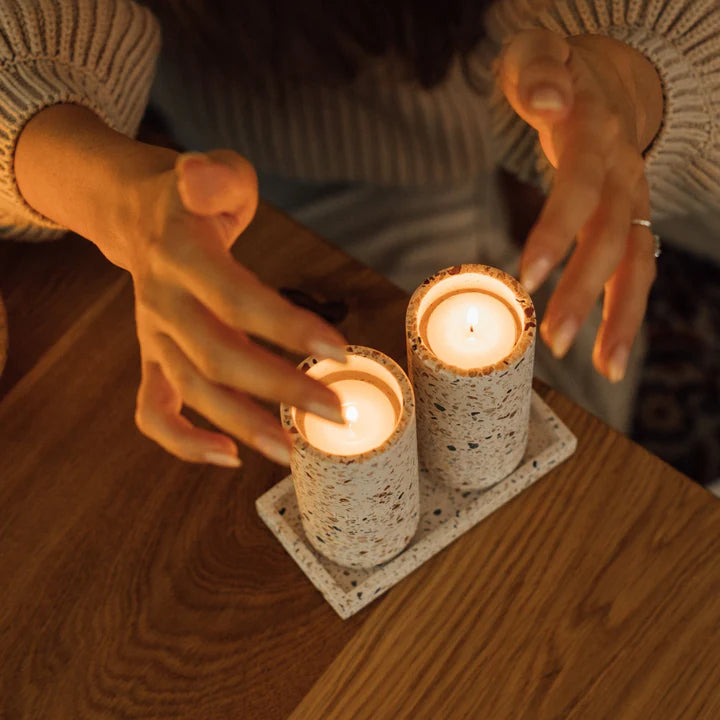 Candleholder designed for Shabbat made of rich terrazzo - Terrazzo Series (Copy) 