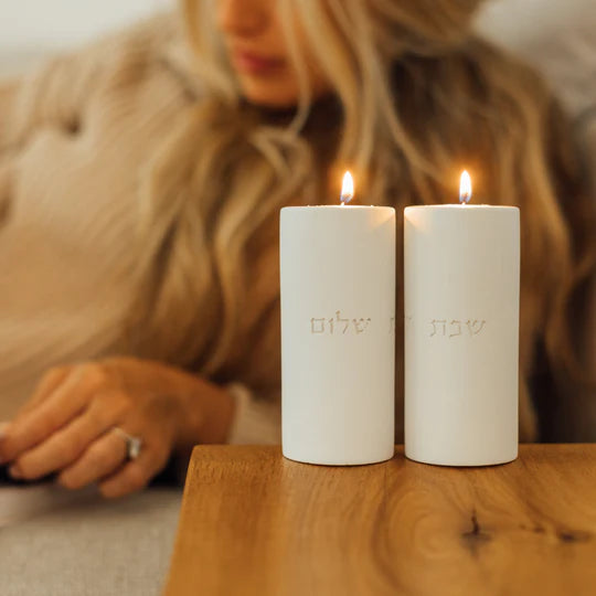 A Pair of Clean Concrete Candleholders for Sitting in Classic Shades - Concrete Flow Series (Copy)  High / White