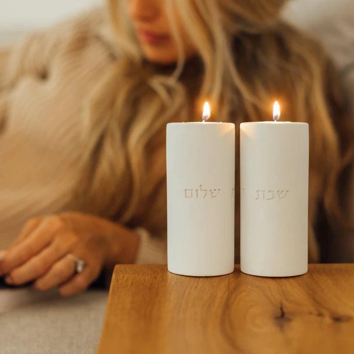 A pair of clean concrete candlehold for sitting in classic shades - Concrete Flow Series (Copy) 