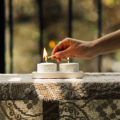 A Pair of Clean Concrete Candleholders for Sitting in Classic Shades - Concrete Flow Series (Copy) 