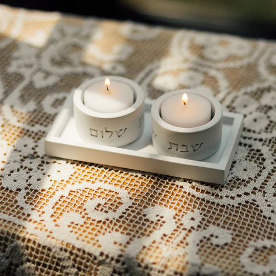 Set of candlesticks designed to sit on a modern concrete tray with a candle lighting blessing - Urban Blessings Series (Copy) 