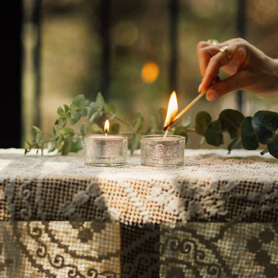 Silver Etched Shabbat Candle Holders – Glass Series 