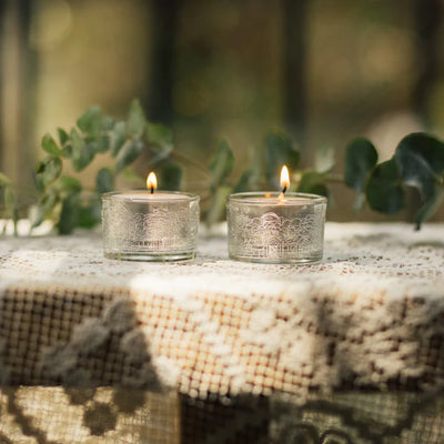 Silver Etched Shabbat Candle Holders – Glass Series 