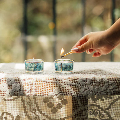 Glass candlesticks inspired by Chagall windows that will upgrade any Shabbat table - Chagall Glass series (Copy) 