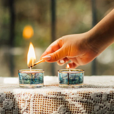 Glass candlesticks inspired by Chagall windows that will upgrade any Shabbat table - Chagall Glass series (Copy) 