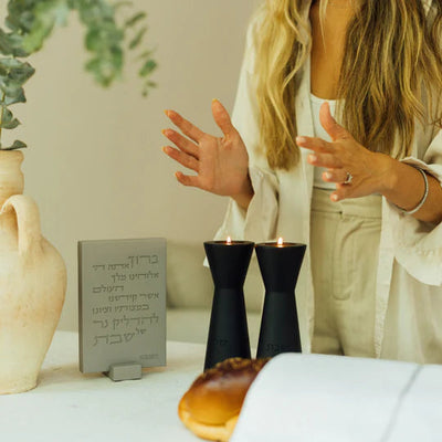 Set of designed candlesticks for Shabbat with candle lighting blessing - City Spirit Series (Copy) 