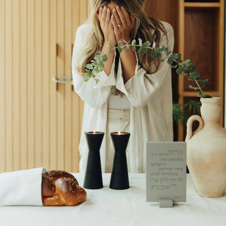 A pair of clean concrete Sabbath candleHolder in classic shades - Aura Series (Copy) 