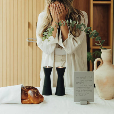 A pair of clean concrete Sabbath candleHolder in classic shades - Aura Series (Copy) 