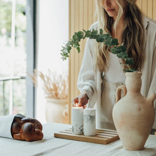 A Pair of Clean Concrete Candleholders for Sitting in Classic Shades - Concrete Flow Series (Copy) 
