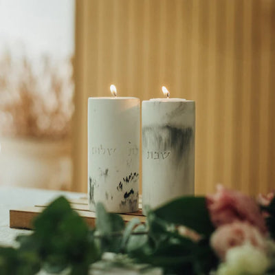 A Pair of Clean Concrete Candleholders for Sitting in Classic Shades - Concrete Flow Series (Copy) 