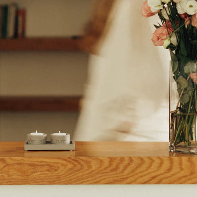 Set of candlesticks designed to sit on a modern concrete tray with a candle lighting blessing - Urban Blessings Series (Copy) 