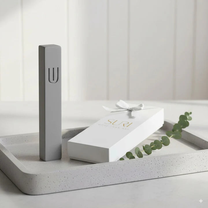 Timeless Mezuzah – Elegant Terrazzo Design in Soft Natural Tones 