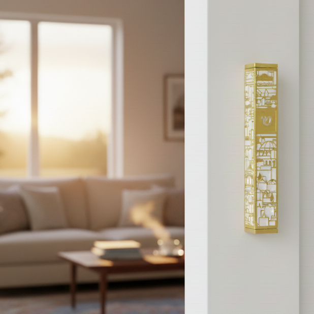 Elegant Stainless Steel Mezuzah Case – Jerusalem Series 