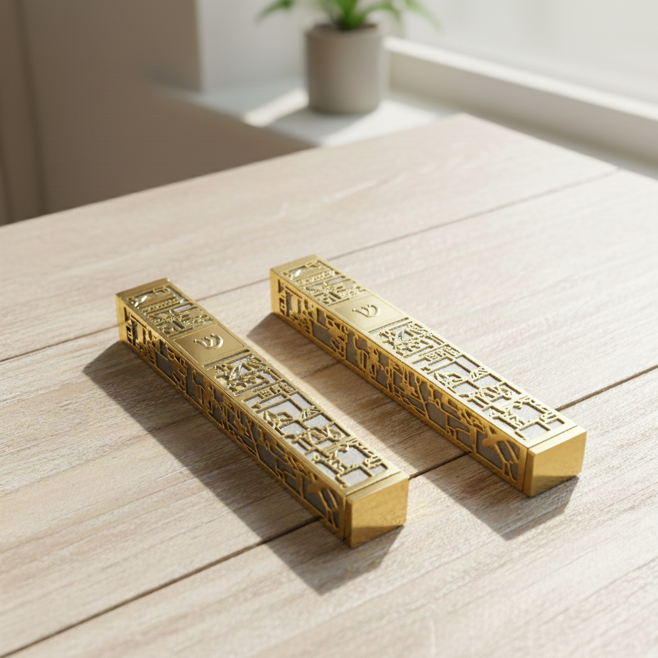 Elegant Stainless Steel Mezuzah Case – Jerusalem Series 