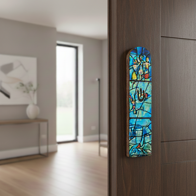 Designed Wooden Mezuzah Case – Modern Judaica Art | Chagall Series 