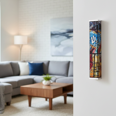 Elegant Mezuzah in Chagall Windows Design – Chagall Series 