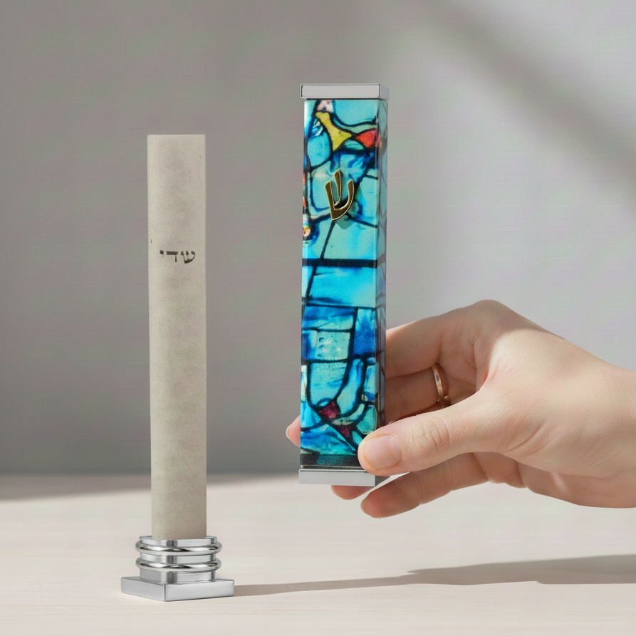Elegant Mezuzah in Chagall Windows Design – Chagall Series 