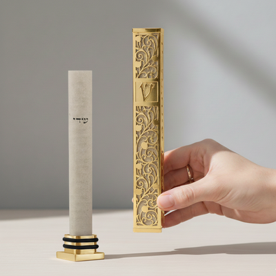 Modern Judaica Mezuzah – Colorful Stainless Steel for Jewish Home – Jerusalem Series 