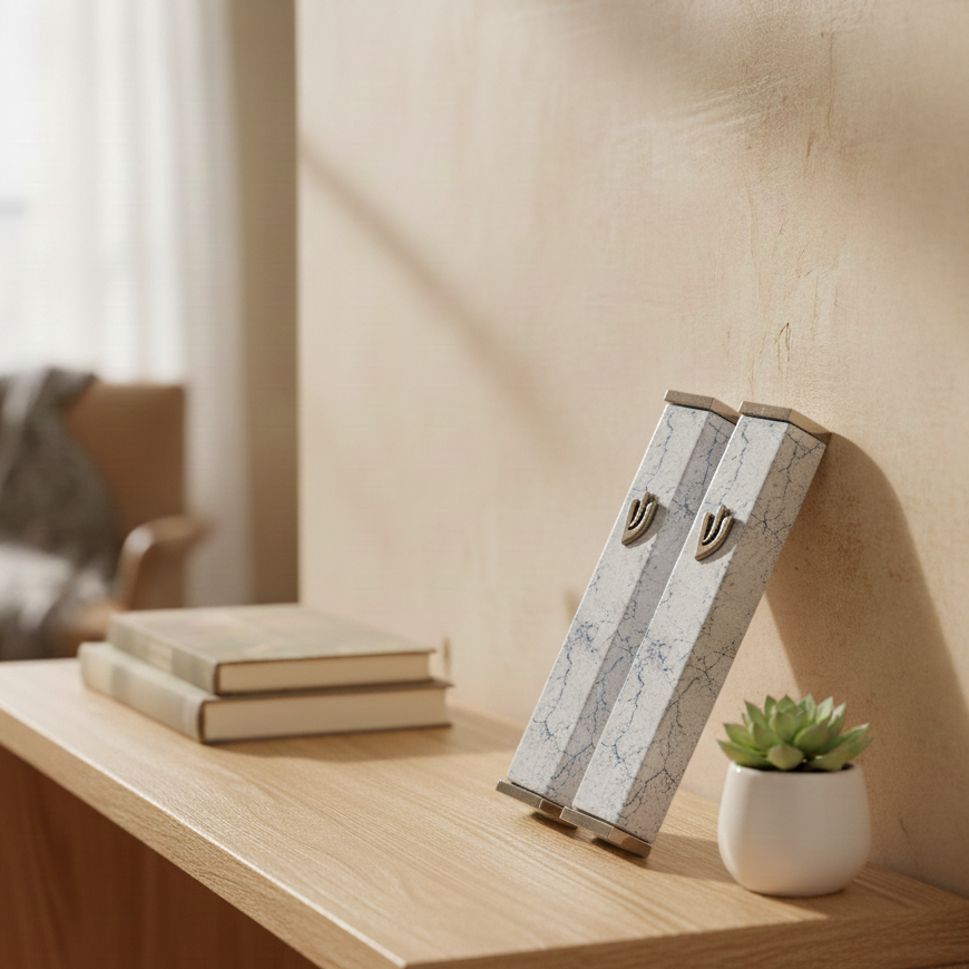 Candy Mezuzah – Sparkling Gray with Contemporary Lines 