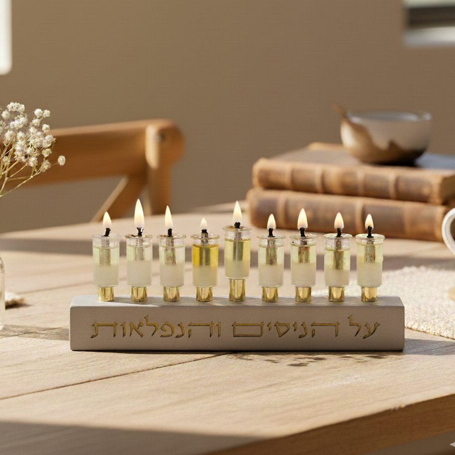 Minimalist Classic Concrete Menorah – The Miracle of Light Series 