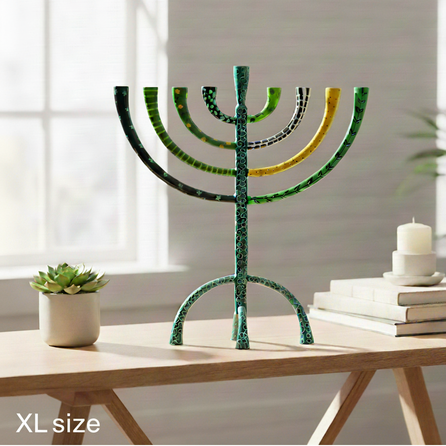 Luxury Hand-Crafted Enamel Chanukah Menorah – The Classic Premium Series 