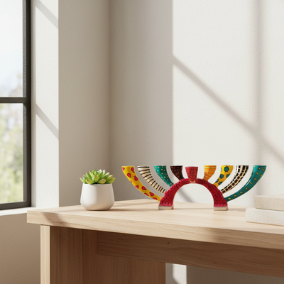 Artistic Hand-Painted Enamel Menorah – Twist Series 
