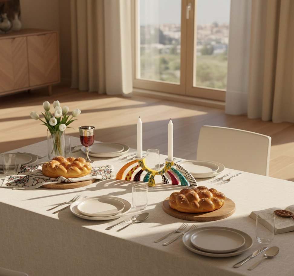 Artistic Hand-Painted Enamel Menorah – Twist Series 