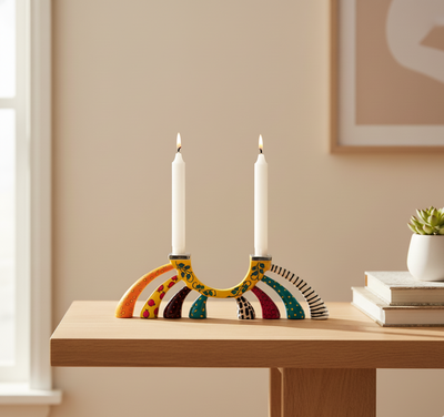 Artistic Hand-Painted Enamel Menorah – Twist Series 
