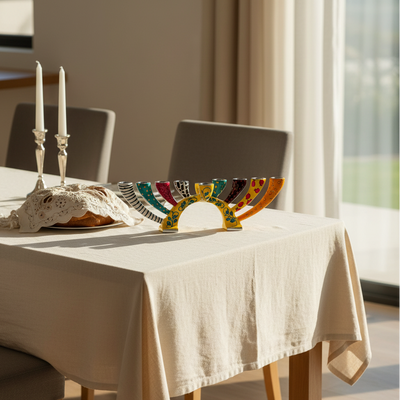 Artistic Hand-Painted Enamel Menorah – Twist Series 