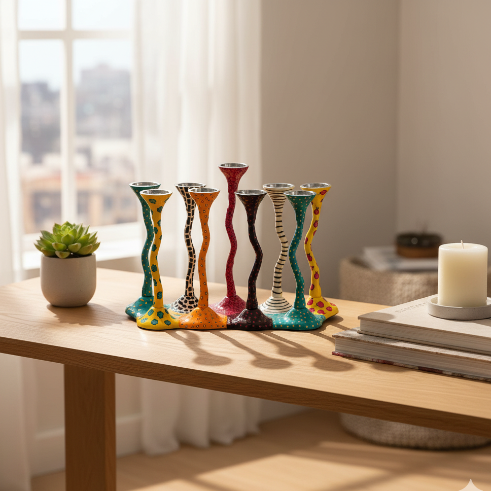 Hand-painted Aluminum for Modern Hanukkah - Curvix Series 